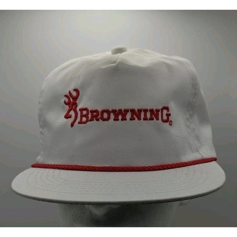 Vintage 80s Browning Rope Cap Embroidered Logo‎ Snapback Trucker Hat Hunting